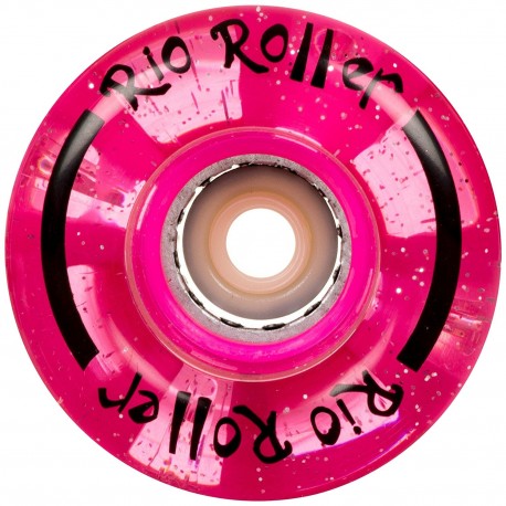Rio Roller Light Up Quad Roller Skate Wheels GLITTER Pink 54mm 82A pink x4