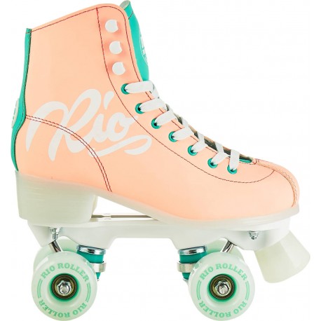 RIO Roller quad skates SCRIPT peach/green