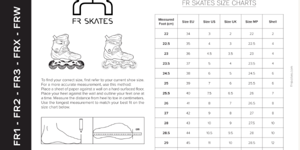 SIZE CHART FR1 FR2 FR3 FRX FRW